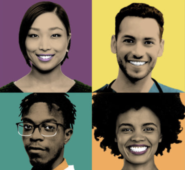 Four smiling faces